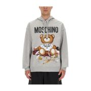 Print Sweater met Trekkoord Capuchon Moschino , Gray , Heren