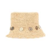 Raffia Bucket Hat Paco Rabanne , Beige , Dames