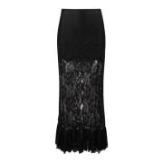 Bloemenkant Midi Rok Paco Rabanne , Black , Dames