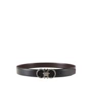 Leren riem met metalen gesp Salvatore Ferragamo , Black , Heren