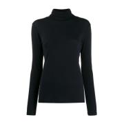 Navy Blue Roll Neck Sweater Majestic Filatures , Blue , Dames