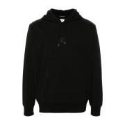 Zwarte Stretch Fleece Hoodie met Logo C.p. Company , Black , Heren