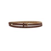 Logo Leren Riem Gemaakt in Italië Dolce & Gabbana , Brown , Dames