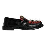 Luipaardprint Loafers Schoenen Dolce & Gabbana , Black , Dames