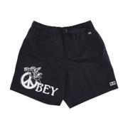 Zwarte Angel Shorts met Verstelbare Riem Obey , Black , Heren