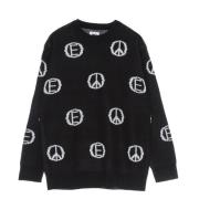 Zwart Multi Crewneck Sweater All Over Borduurwerk Obey , Black , Heren