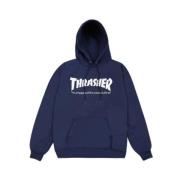 Navy/White Skatemag Hood Sweatshirt met Lange Mouwen Thrasher , Blue ,...