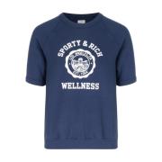 Korte Mouw Embleem Crewneck Navy Sporty & Rich , Blue , Dames