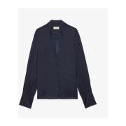 Navy Satijnen Blouse met Strass Knopen Zadig & Voltaire , Blue , Dames