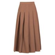 Chocoladebruine Geplooide Midi Rok Jaaf , Brown , Dames