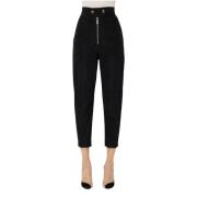 Zwarte Baggy Broek met Logoband Elisabetta Franchi , Black , Dames