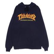 Navy Sweatshirt met Fire Logo Hood Thrasher , Blue , Heren