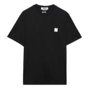 Zwarte T-shirts en Polos met Logo Msgm , Black , Heren