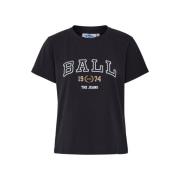 Zwart T-shirt Top Ball , Black , Dames