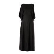 Zwarte Cold Shoulder Midi Jurk Cupro Balenciaga , Black , Dames