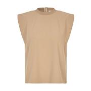 Beige Mouwloze Top met Schoudervullingen mbyM , Beige , Dames