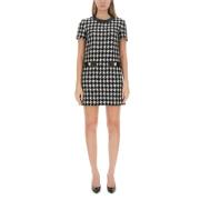 Houndstooth Mini Jurk Moschino , Black , Dames