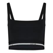 Trendy Top met Iconische Logo-Details Helmut Lang , Black , Dames