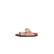 Logo Zijgesp Rubberen Zool Sandalen Birkenstock , Beige , Dames