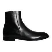 Zwarte Leren Herenlaarzen Schoenen Dolce & Gabbana , Black , Heren