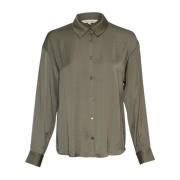 Satin Classic Shirt - Mulled Basil Moss Copenhagen , Green , Dames