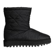 Zwarte Nylon Gevoerde Mid Calf Laarzen Dolce & Gabbana , Black , Dames