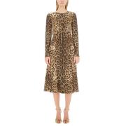 Slim Fit Longuette Jurk Dolce & Gabbana , Multicolor , Dames