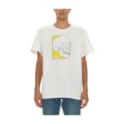 Katoenen T-shirt met schedelprint Alexander McQueen , White , Heren