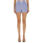 Logo Elastische Taille Shorts Alexander Wang , Blue , Dames