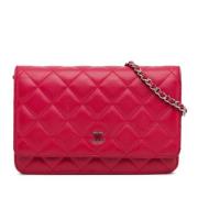 Pre-owned Leather crossbody-bags Chanel Vintage , Pink , Dames