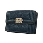 Pre-owned Leather wallets Chanel Vintage , Blue , Dames