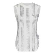 Witte Geribbelde Tanktop met Kristallen The Attico , White , Dames