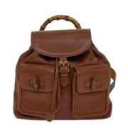 Pre-owned Leather backpacks Gucci Vintage , Brown , Dames