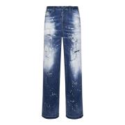 Blauwe Loose-Fit Straight-Leg Jeans Dsquared2 , Blue , Dames