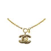 Pre-owned Metal necklaces Chanel Vintage , Yellow , Dames