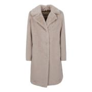 Beige Nepbontjas met Reverskraag Herno , Beige , Dames