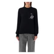 Zwarte Crystal Swan Gebreide Kleding Aw24 Msgm , Black , Dames