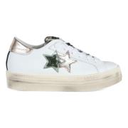 Platform Leren Sneakers met Faux Fur Detail 2Star , White , Dames