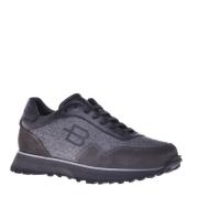 Trainers in dark grey suede and fabric Baldinini , Gray , Heren