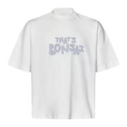 Wit Logo Geborduurd Boxy Fit T-shirt Bonsai , White , Heren