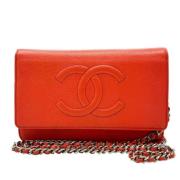 Pre-owned Leather chanel-bags Chanel Vintage , Orange , Dames