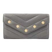 Pre-owned Leather wallets Chanel Vintage , Gray , Dames