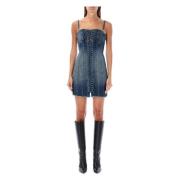 Blauwe Denim Kant Mini Jurk Misbhv , Blue , Dames