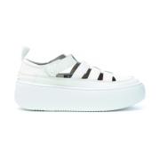 Spin Sandaal in Leer en Rubber Fessura , White , Dames