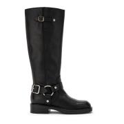 Rock Metal Detail Biker Laars Carmens , Black , Dames