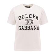 Witte Geribbelde T-shirt Korte Mouw Dolce & Gabbana , White , Dames