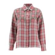 Geruite Tweed Overshirt met Applicatie Golden Goose , Pink , Dames