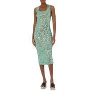 Pailletten Geborduurde Midi Jurk Groen Moschino , Green , Dames