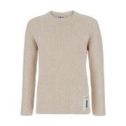 Beige Crewneck Sweater met Logo Patch Autry , Beige , Heren