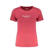 Rode Katoenen Tops T-Shirt Pepe Jeans , Red , Dames